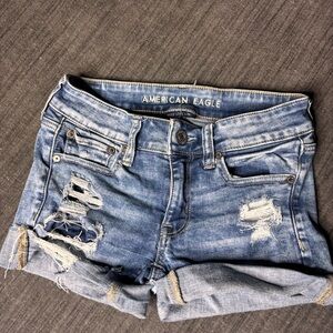 American Eagle Outfitters Distressed Blue Jean Shorts